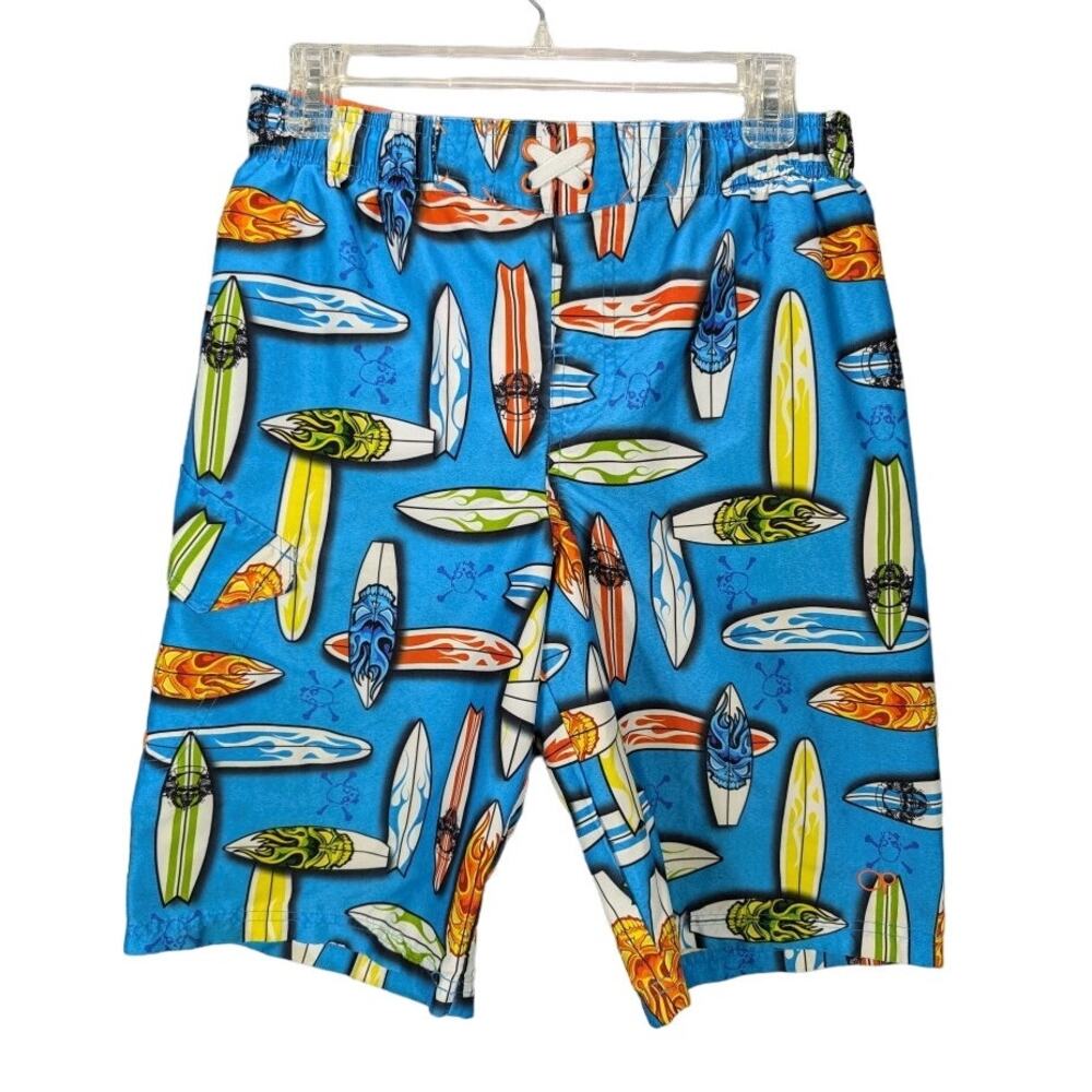 Op Swim Trunks Youth Boys Extra Large Kids Skull Surfboard Board Shorts Blue